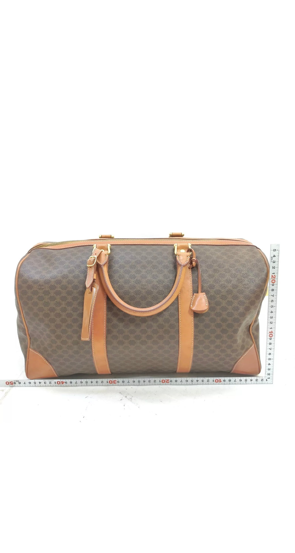 Celine Travel / Boston Duffel bag Macadam PVC coated Brown