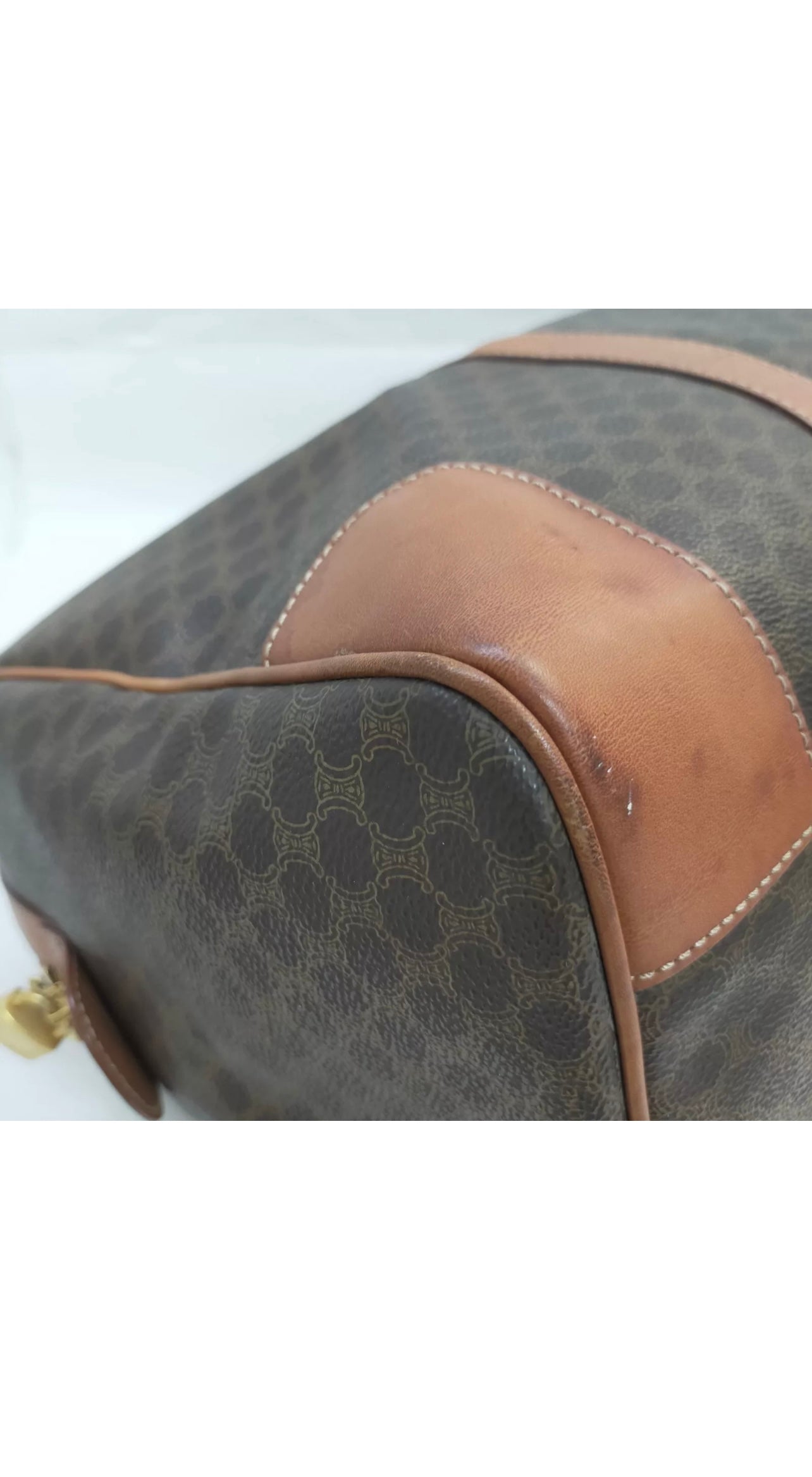 Celine Travel / Boston Duffel bag Macadam PVC coated Brown