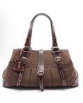 Macadam Charm Handbag Leather Dark Brown Croc Embossed