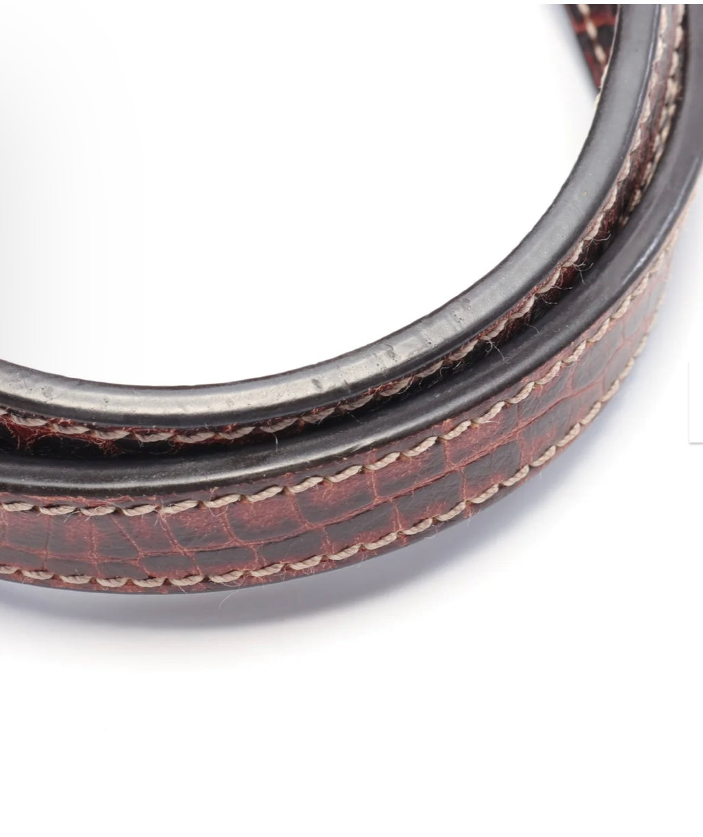 Macadam Charm Handbag Leather Dark Brown Croc Embossed