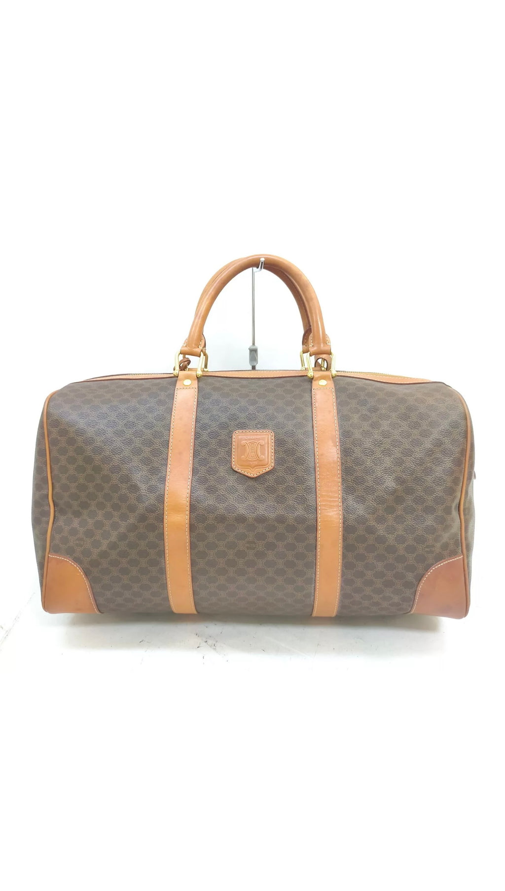 Celine Travel / Boston Duffel bag Macadam PVC coated Brown