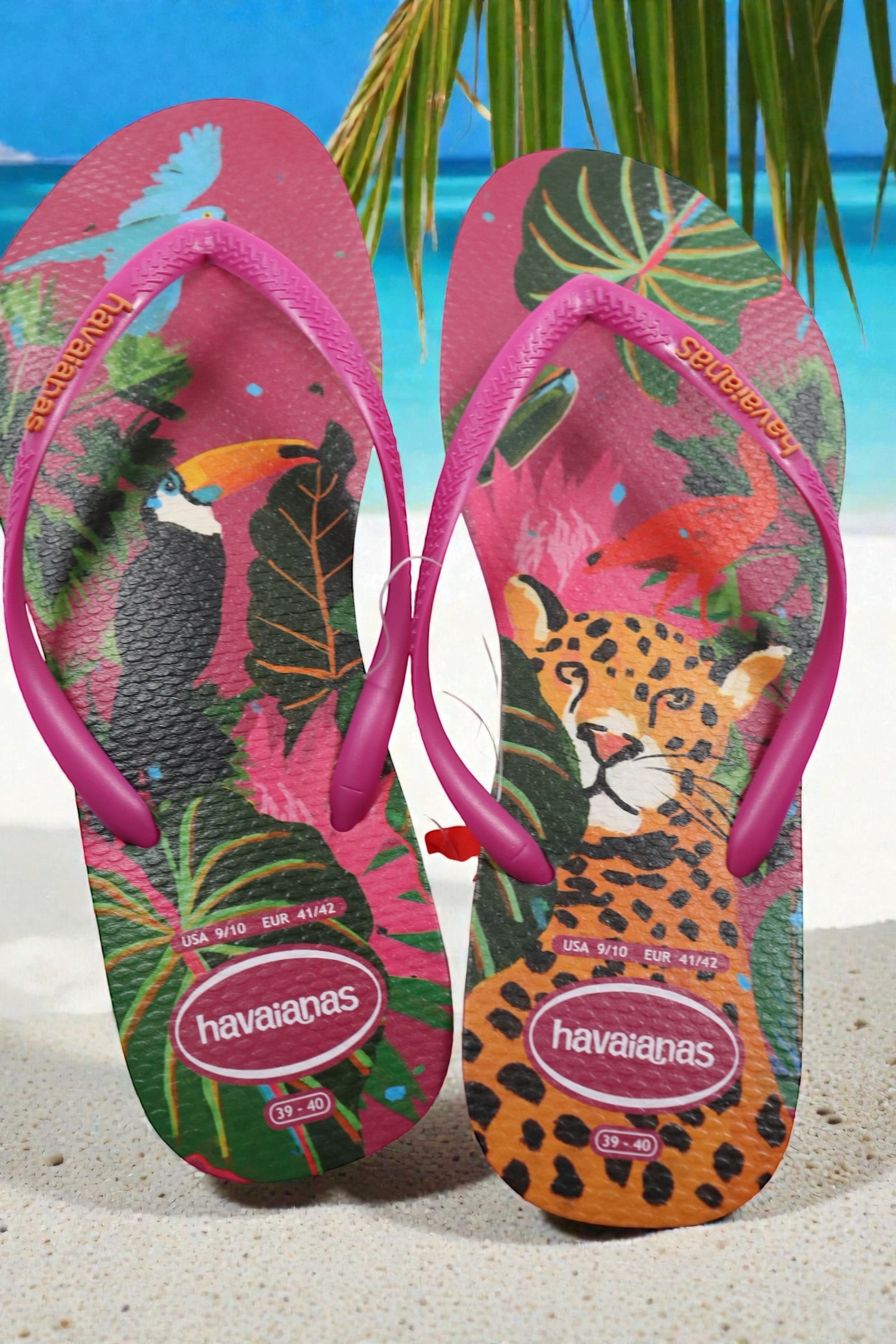 Tropical Jungle Havainas Slippers size 9-10