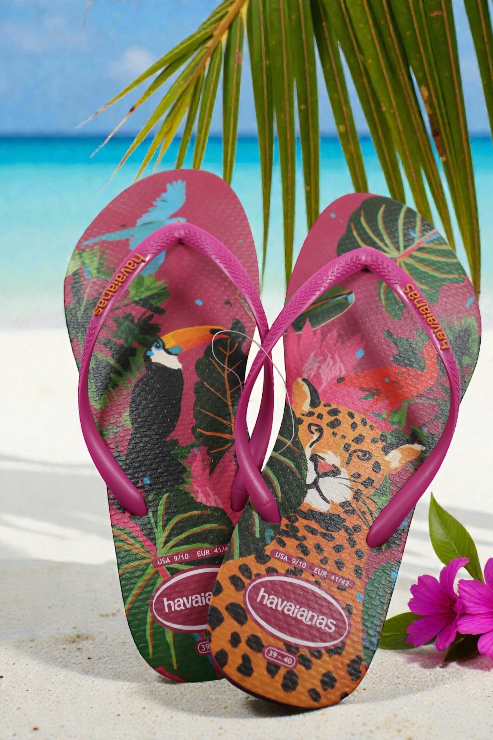 Tropical Jungle Havainas Slippers size 9-10