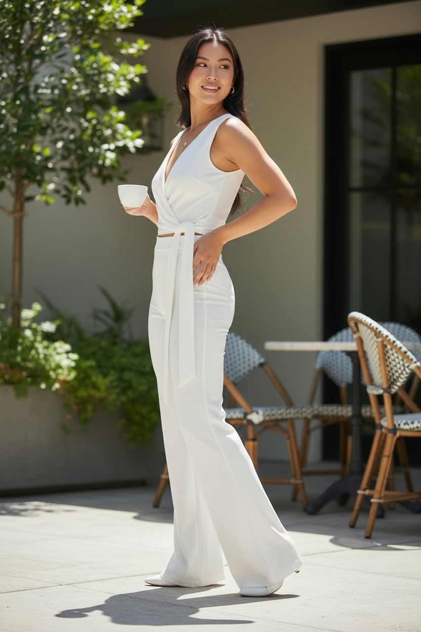 Ivory Luxe Wrap Jumpsuit
