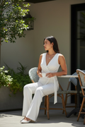 Ivory Luxe Wrap Jumpsuit