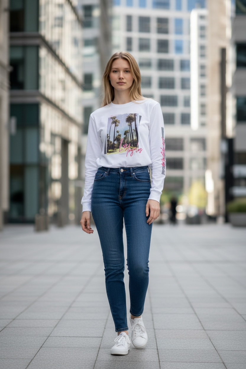 Palm Breeze Graphic Long Sleeve Tee