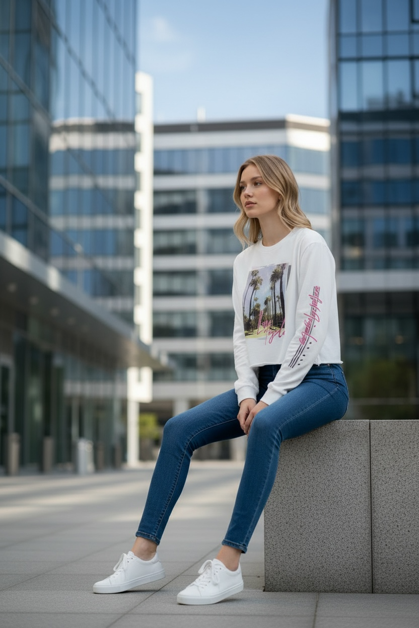 Palm Breeze Graphic Long Sleeve Tee