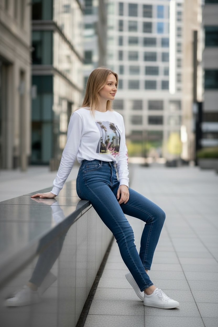 Palm Breeze Graphic Long Sleeve Tee